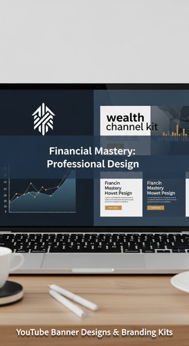 A highend desk with a laptop displaying a cohesive wealth channel kit overlay text Financial Mastery.jpg