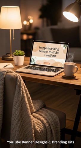 A cozy workspace with a blanket and a screen displaying a generic cozy banner overlay text Hygge Bra.jpg