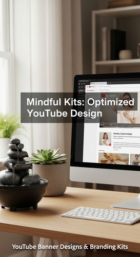 A serene workspace with a fountain and a monitor displaying a mindfulness channel kit overlay text M.jpg