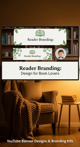 A cozy reading nook with a screen displaying a cohesive Booktube channel kit overlay text Reader Bra.jpg