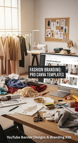 A fashion designers studio with fabric swatches and a monitor showing a style channel kit overlay te.jpg