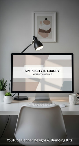 A minimalist apartment desk a screen showing a clean generic aesthetic banner overlay text Simplicit.jpg