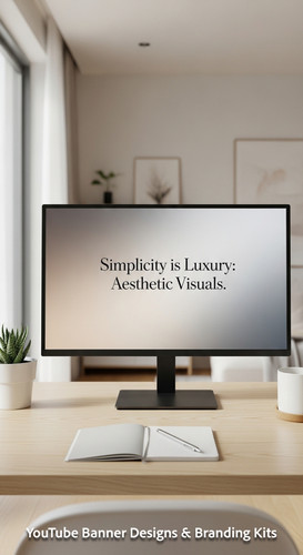 A minimalist apartment desk a screen showing a clean generic aesthetic banner overlay text Simplicit.jpg