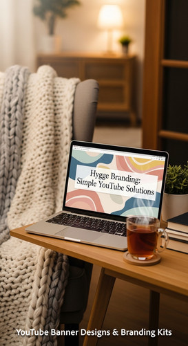 A cozy workspace with a blanket and a screen displaying a generic cozy banner overlay text Hygge Bra.jpg