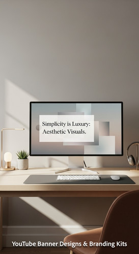 A minimalist apartment desk a screen showing a clean generic aesthetic banner overlay text Simplicit.jpg