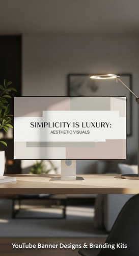 A minimalist apartment desk a screen showing a clean generic aesthetic banner overlay text Simplicit.jpg