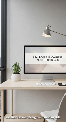 A minimalist apartment desk a screen showing a clean generic aesthetic banner overlay text Simplicit.jpg