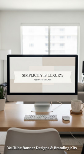 A minimalist apartment desk a screen showing a clean generic aesthetic banner overlay text Simplicit.jpg