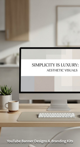 A minimalist apartment desk a screen showing a clean generic aesthetic banner overlay text Simplicit.jpg