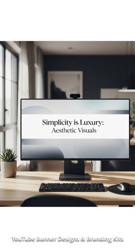 A minimalist apartment desk a screen showing a clean generic aesthetic banner overlay text Simplicit.jpg