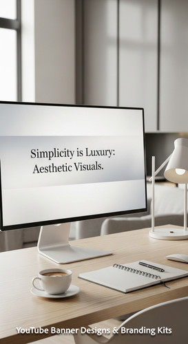 A minimalist apartment desk a screen showing a clean generic aesthetic banner overlay text Simplicit.jpg