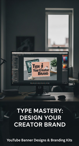 A graphic design studio a monitor displaying a typography channel art overlay text Type Mastery Desi.jpg