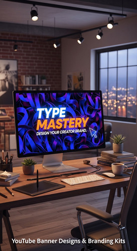 A graphic design studio a monitor displaying a typography channel art overlay text Type Mastery Desi.jpg