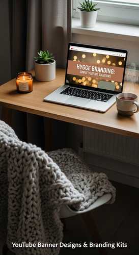 A cozy workspace with a blanket and a screen displaying a generic cozy banner overlay text Hygge Bra.jpg