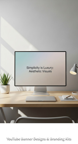 A minimalist apartment desk a screen showing a clean generic aesthetic banner overlay text Simplicit.jpg