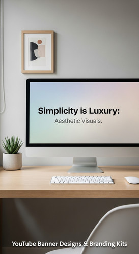 A minimalist apartment desk a screen showing a clean generic aesthetic banner overlay text Simplicit.jpg