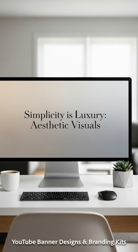 A minimalist apartment desk a screen showing a clean generic aesthetic banner overlay text Simplicit.jpg