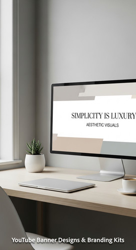 A minimalist apartment desk a screen showing a clean generic aesthetic banner overlay text Simplicit.jpg