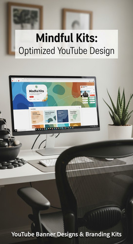 A serene workspace with a fountain and a monitor displaying a mindfulness channel kit overlay text M.jpg