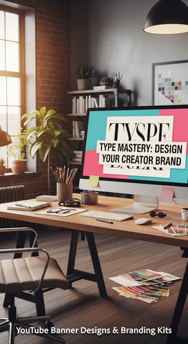 A graphic design studio a monitor displaying a typography channel art overlay text Type Mastery Desi.jpg