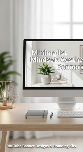 A minimalist apartment desk a screen showing a clean lifestyle placeholder overlay text Minimalist M.jpg