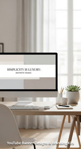 A minimalist apartment desk a screen showing a clean generic aesthetic banner overlay text Simplicit.jpg