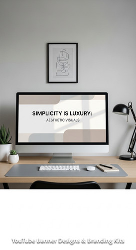 A minimalist apartment desk a screen showing a clean generic aesthetic banner overlay text Simplicit.jpg