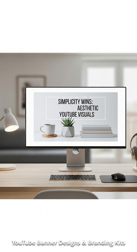 A minimalist apartment desk a screen showing a clean lifestyle placeholder banner overlay text Simpl.jpg