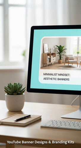 A minimalist apartment desk a screen showing a clean lifestyle placeholder overlay text Minimalist M.jpg
