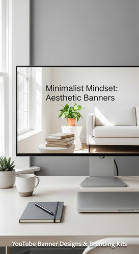 A minimalist apartment desk a screen showing a clean lifestyle placeholder overlay text Minimalist M.jpg