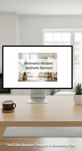 A minimalist apartment desk a screen showing a clean lifestyle placeholder overlay text Minimalist M.jpg