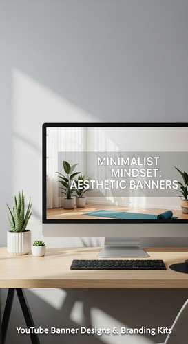 A minimalist apartment desk a screen showing a clean lifestyle placeholder overlay text Minimalist M.jpg