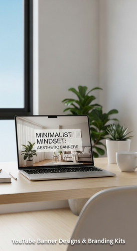 A minimalist apartment desk a screen showing a clean lifestyle placeholder overlay text Minimalist M.jpg