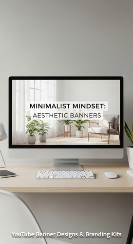 A minimalist apartment desk a screen showing a clean lifestyle placeholder overlay text Minimalist M.jpg