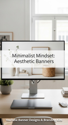 A minimalist apartment desk a screen showing a clean lifestyle placeholder overlay text Minimalist M.jpg
