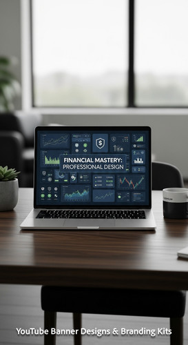 A highend desk with a laptop displaying a cohesive wealth channel kit overlay text Financial Mastery.jpg