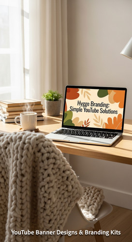 A cozy workspace with a blanket and a screen displaying a generic cozy banner overlay text Hygge Bra.jpg