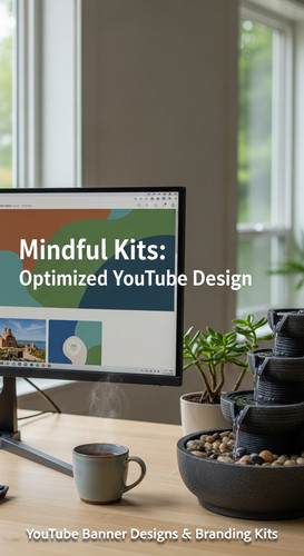 A serene workspace with a fountain and a monitor displaying a mindfulness channel kit overlay text M.jpg