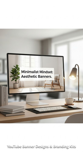 A minimalist apartment desk a screen showing a clean lifestyle placeholder overlay text Minimalist M.jpg