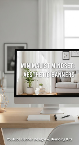 A minimalist apartment desk a screen showing a clean lifestyle placeholder overlay text Minimalist M.jpg