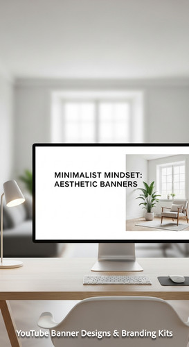 A minimalist apartment desk a screen showing a clean lifestyle placeholder overlay text Minimalist M.jpg