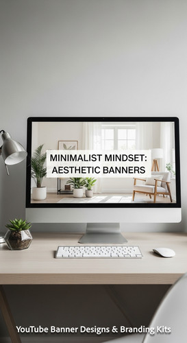 A minimalist apartment desk a screen showing a clean lifestyle placeholder overlay text Minimalist M.jpg