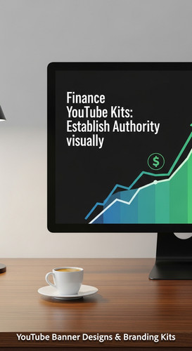 A minimalist desk with an espresso and a desktop monitor showing a finance channel art overlay text .jpg