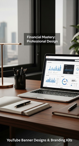 A highend desk with a laptop displaying a cohesive wealth channel kit overlay text Financial Mastery.jpg
