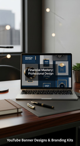 A highend desk with a laptop displaying a cohesive wealth channel kit overlay text Financial Mastery.jpg