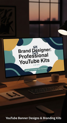 A graphic design studio a monitor displaying a branding portfolio channel art overlay text Brand Des.jpg