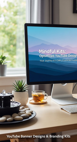 A serene workspace with a fountain and a monitor displaying a mindfulness channel kit overlay text M.jpg