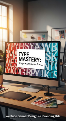 A graphic design studio a monitor displaying a typography channel art overlay text Type Mastery Desi.jpg