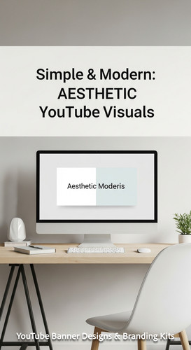 A minimalist loft desk with a screen displaying a clean aesthetic banner overlay text Simple Modern .jpg