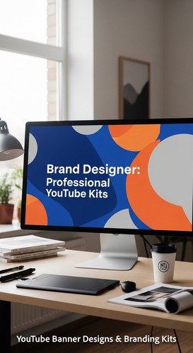 A graphic design studio a monitor displaying a branding portfolio channel art overlay text Brand Des.jpg